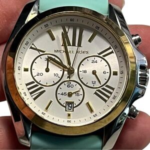 Michael Kors Bradshaw Chronograph Watch MK2282 Minty Silicone Strap